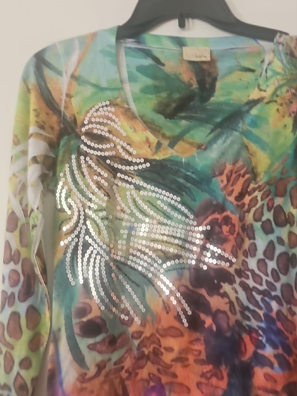 Daytrip Multicolor Long-Sleeve Top with Crystal Accent - Picture 3 of 6